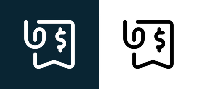 Two-color billing outline icon pair in black and white, editable stroke vector illustration for web, mobile apps, UI design, branding, and print from Myicon One