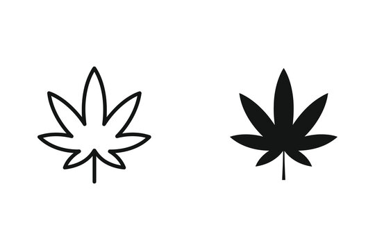 Cannabis leaf vector illustration, outline and filled