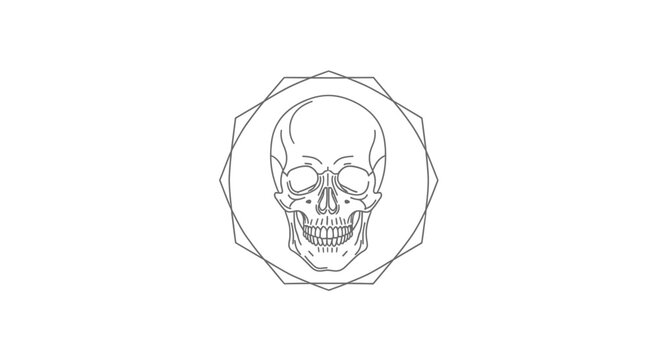 Geometric Skull Emblem Line Art