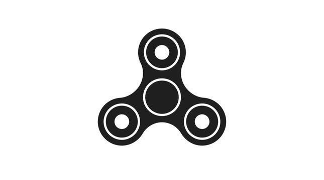 Fidget Spinner Silhouette On White Background Minimalist Design