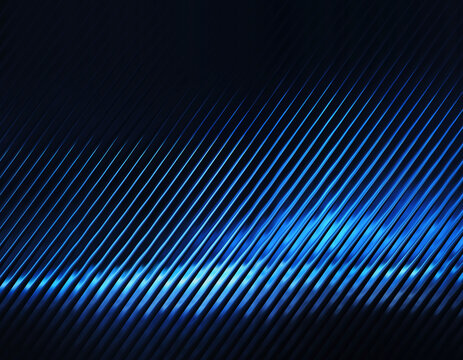Abstract background with blue diagonal lines and metallic texture, futuristic pattern with light reflections and shadows, 3d render illustration