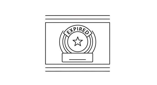 Expired Stamp Icon with Star and Blank Space for Text
