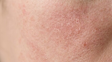 Fototapeta premium Extreme close-up of human skin texture showing pores and natural complexion.