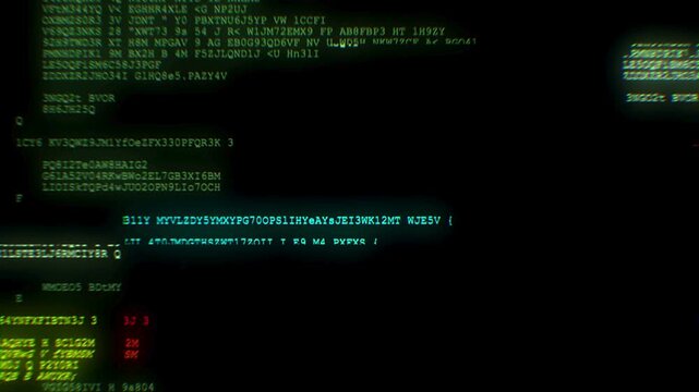 Green computer code lines display scrambled text data screen monitor glitched for techrelated designs, software development, cybersecurity concepts.