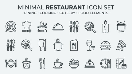 Fototapeta premium Minimal restaurant icon set collection.