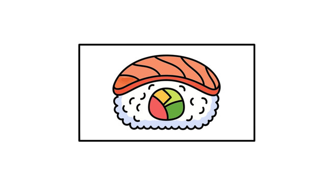 Cute Salmon Sushi Roll Illustration
