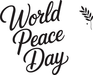 Fototapeta premium World Peace Day silhouette graphic with olive branch on white background for social media campaign, peace symbol, unity and harmony concept, elegant design element