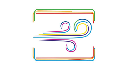 Fototapeta premium Colorful Abstract Wind Swirls Inside Rectangle Frame, Dynamic Motion, Energy Flow