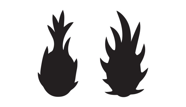 black and white silhouette set of dragonfruits very high quality vector illustration.