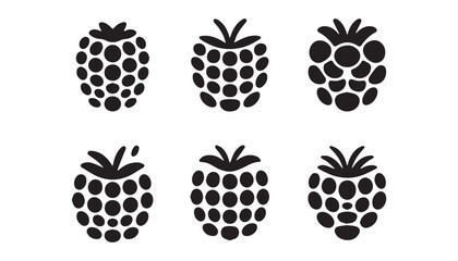 Fototapeta premium black and white silhouette set of Blackberry very high quality vector illustration.