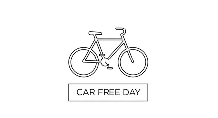 Fototapeta premium Car Free Day Bicycle Icon with Text - Eco Friendly Transport