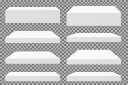 Empty white square podium. modern pedestal and platform.  Expo clear marble showcase for presentation. Geometric gray display base block .  pedestal mockups symbols