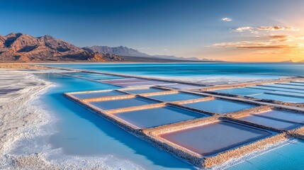 Fototapeta premium Vast Landscape of Lithium Brine Extraction with Vibrant Color Reflection