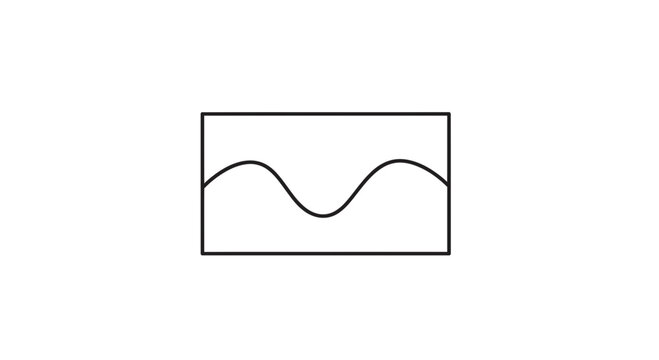 Abstract Waveform Inside Rectangle - Simple Geometric Line Art