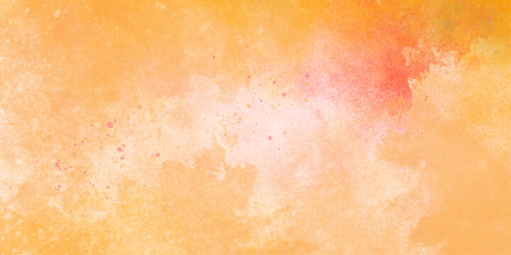 Abstract watercolor orange with yellow background texture. 2D illustration of colorful brush strokes. Decorative texture painting. Vibrant paint pattern backdrop. Brushed Painted Abstract Background. 