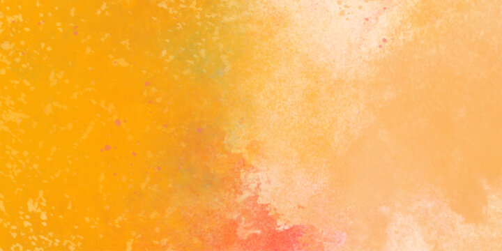 Abstract watercolor orange with yellow background texture. 2D illustration of colorful brush strokes. Decorative texture painting. Vibrant paint pattern backdrop. Brushed Painted Abstract Background. 