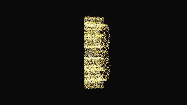 Elegant gold glitter particles forming a bitcoin cryptocurrency symbol over a black background. Luxury digital finance success or wealth concept.