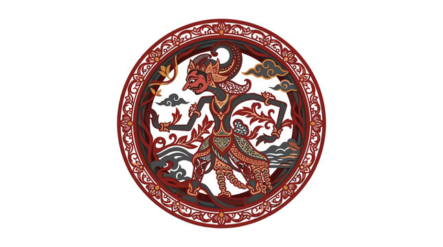 Traditional Indonesian Wayang Kulit Shadow Puppet Character.
