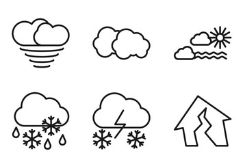 Obraz premium outline weather icons set - typhoon, altostratus, calm, earthquake. editable vector for web and mobile ui