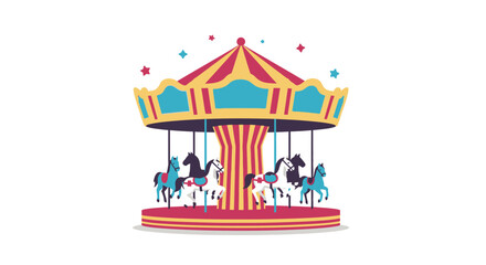 Obraz premium Colorful Carousel Horse Ride Amusement Park Fun