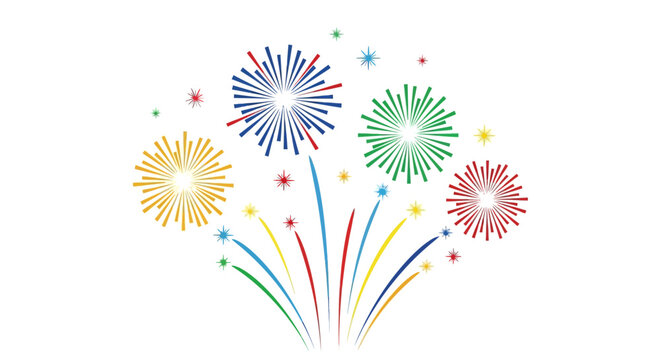 Colorful Bursting Fireworks Display Celebration Vector Illustration