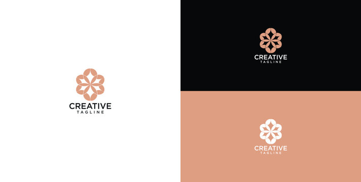 Minimalist Geometric Flower Logo Concept for Creative Business Branding and Corporate Identity Design