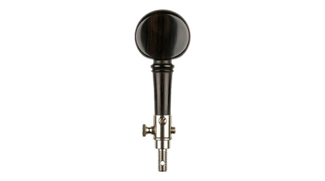 Closeup of a mechanical tuning peg for a string instrument isolated on transparent background