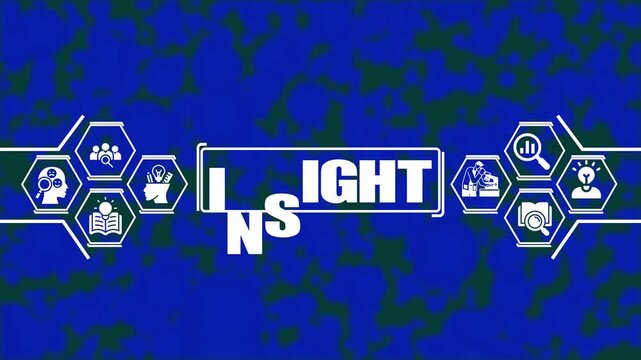 Business insight concept animation with animated text and hexagonal infographic for corporate strategy, data analysis, and growth presentations
