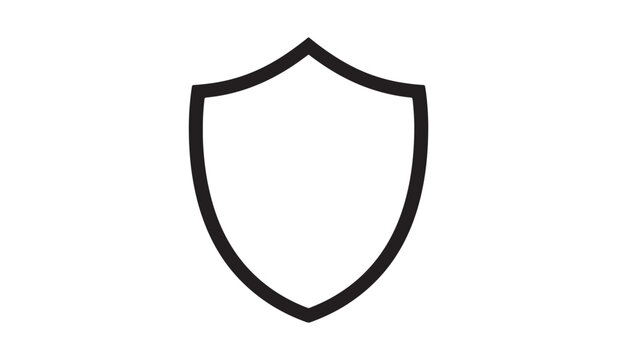 Simple black shield icon outline for cyber security protection data privacy and corporate safety concept