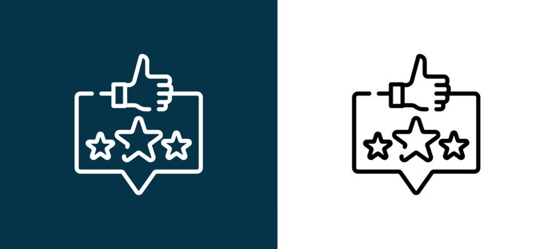 Two-tone review line icon pair in black and white, editable stroke vector illustration for web, mobile apps, UI design, branding, and print from Content Creator