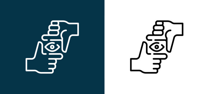 Two-tone photography line icon pair in black and white, editable stroke vector illustration for web, mobile apps, UI design, branding, and print from Content Creator