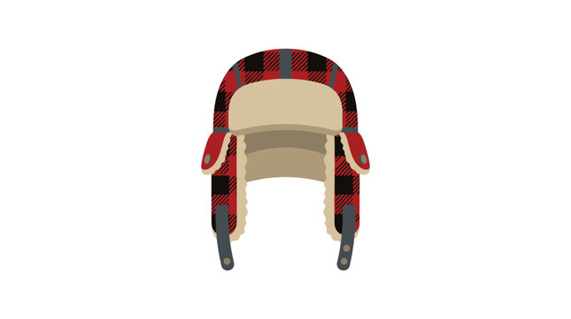 Classic red and black plaid lumberjack trapper hat.