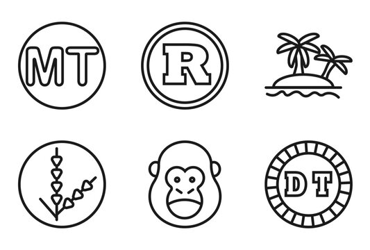 outline africa icons set - mozambican metical, south african rand, oasis, tunisian dinar. editable vector for web and mobile ui