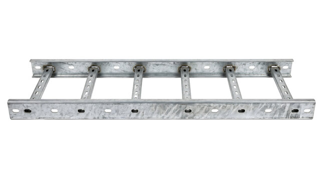 Industrial Cable Tray Section Isolated on White Background, Transparent PNG Electrical Infrastructure Component