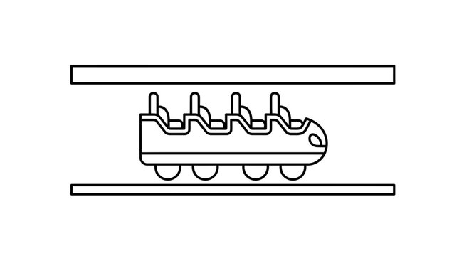 Roller Coaster Cart Icon, Amusement Park Ride, Thrill Ride, Vector Illustration