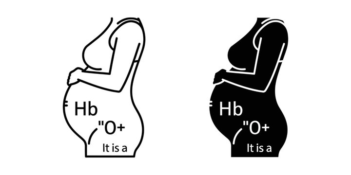Pregnant woman silhouette icon with blood type label pregnant pregnancy silhouette healthcare maternity