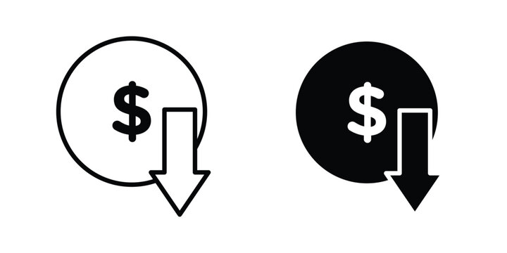 Cost reduction icon. Symbols for Graphic Designs