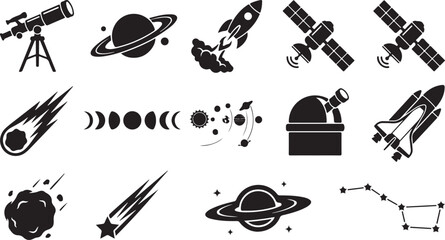 Space astronomy icons set vector © Tawhid