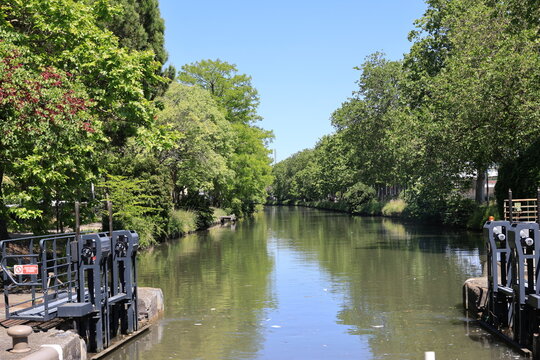Lock on the Canal du Midi in the French city of Toulouse  