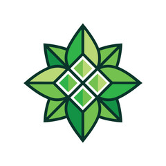 Obraz premium stylized floral emblem with overlapping leaves and geometric center vector illustration high quality professional detailed modern elegant stylish clean crisp vibrant