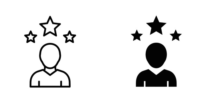 User rating icon with three stars in outline and solid styles feedback customer interface evaluation