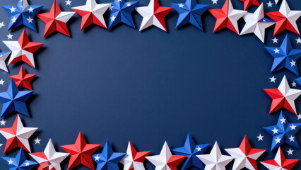 Fototapeta premium Patriotic star border on dark background