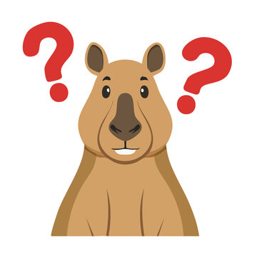 Cartoon question mark face with red question marks