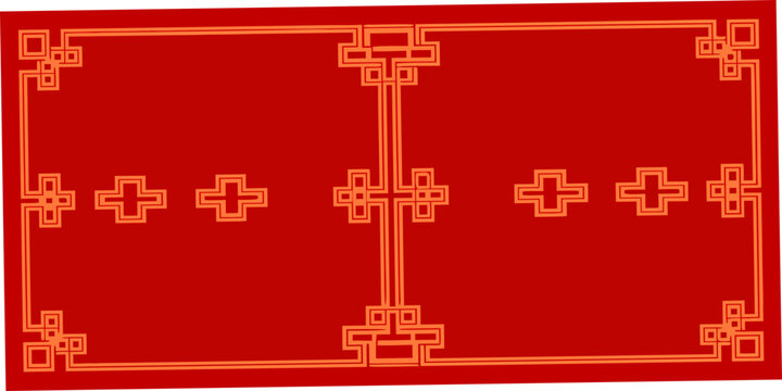 Traditional decorative corner pattern on a red background