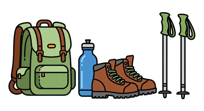 Hiking gear for outdoor adventure travel.
