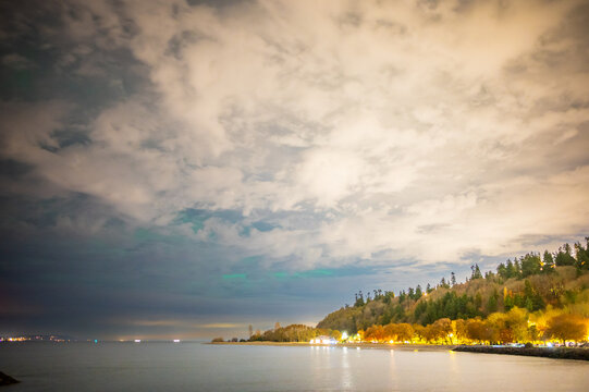 Seattle Washington Golden Gardens Park At Night