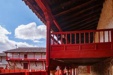 Naklejka premium Red Wooden Balconies of Plaza de Toros de Las Virtudes