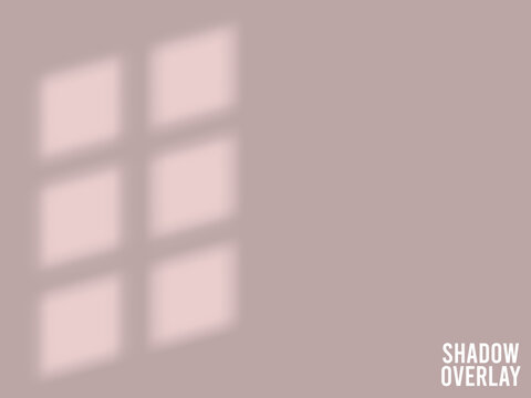 Realistic Window Shadow Overlay Effect, Aesthetic Light Blur Light Cast on Neutral Beige Wall Background