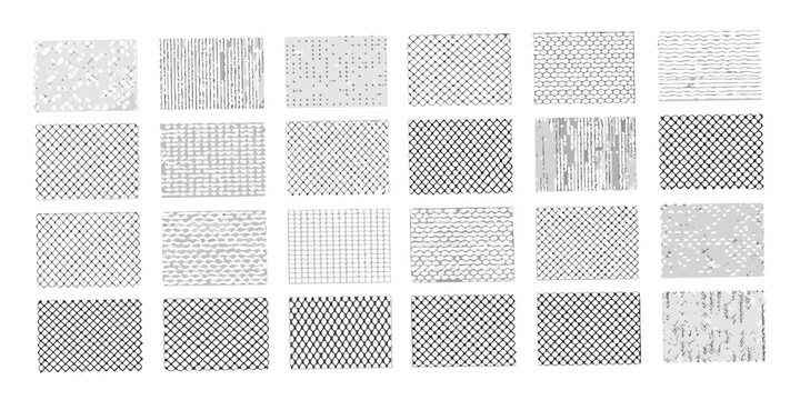 Variety Of Mesh Patterns On White Background