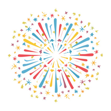 Flat design fireworks burst vector